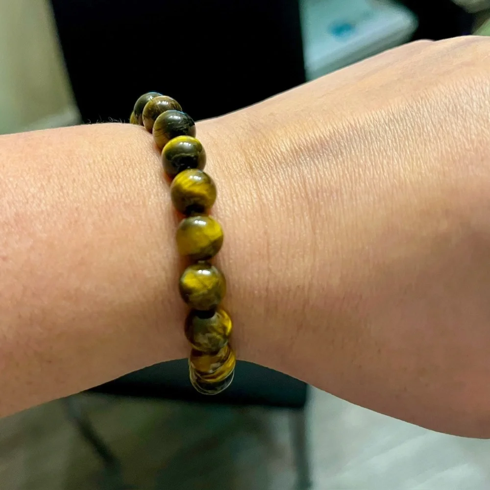 8mm Tiger Eye Stone Beaded Bracelet Healing Crystal Beaded Bracelet - Picture 6 of 6